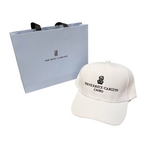 The Nile Ritz Carlton Cairo White Cap and Shopping Bag